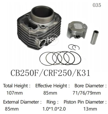 Cilindro de qualidade hsp moto para honda cb250f/crf250/k31 std e ajuste de diâmetro 71mm/76mm/79mm pino 13mm